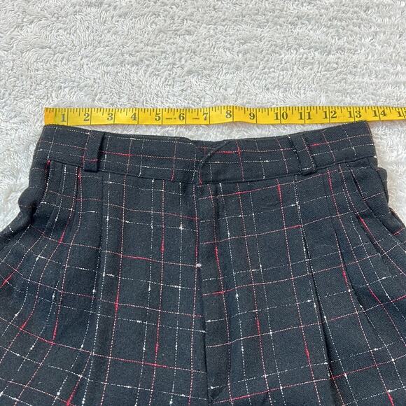 Vintage wool blend black check mark pleated front tapered dress pants, size 11 - Picture 7 of 8